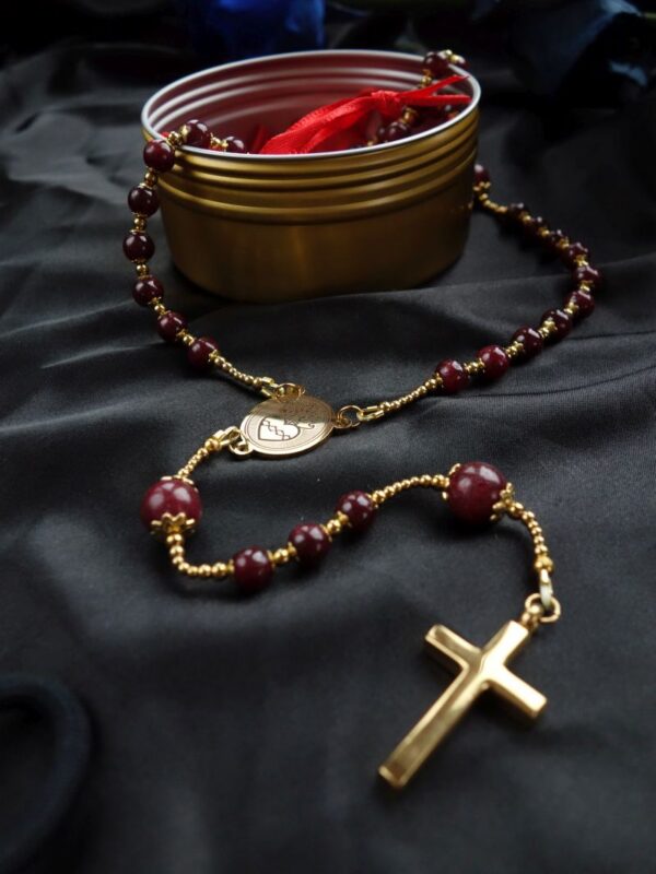 Ruby Capped Rosary Stainless Steel Silvi Simberg KOSMOS 4