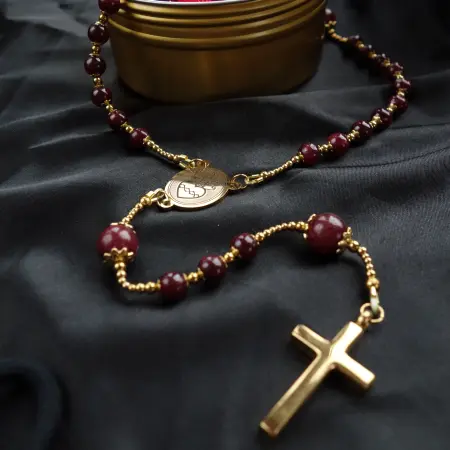 Ruby Capped Rosary Stainless Steel Silvi Simberg KOSMOS 4