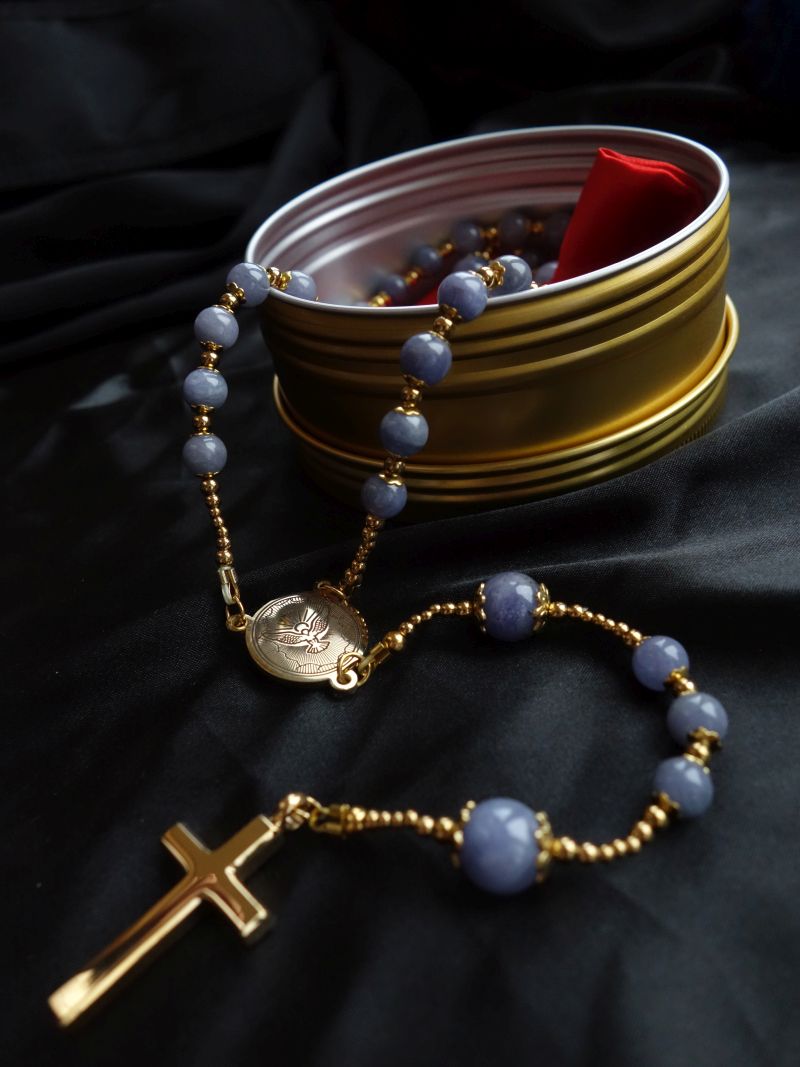 Tanzanite Capped Rosary Stainless Steel Silvi Simberg KOSMOS 2