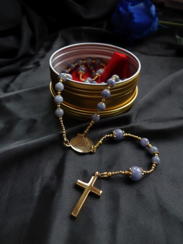 Tanzanite Capped Rosary Stainless Steel Silvi Simberg KOSMOS 3