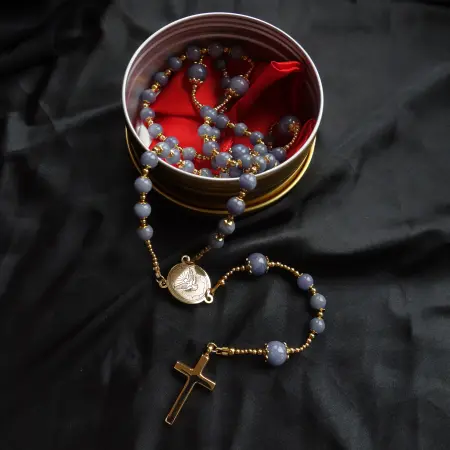 Tanzanite Capped Rosary Stainless Steel Silvi Simberg KOSMOS 4