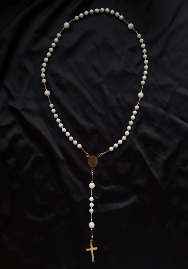 White Ceramic Simple Rosary Stainless Steel Silvi Simberg KOSMOS 1