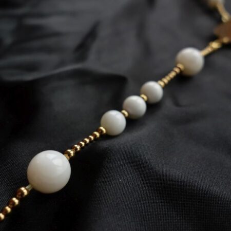 White Ceramic Simple Rosary Stainless Steel Silvi Simberg KOSMOS 4