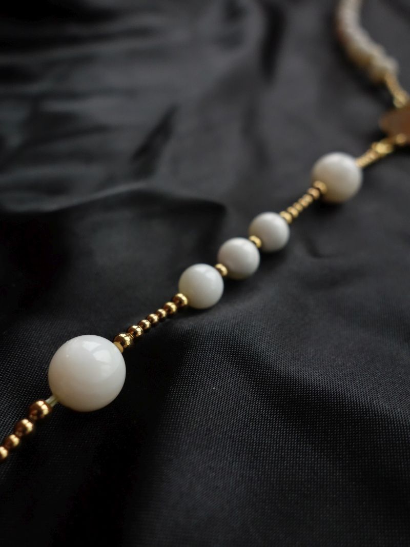 White Ceramic Simple Rosary Stainless Steel Silvi Simberg KOSMOS 4