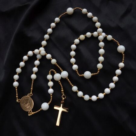 White Ceramic Simple Rosary Stainless Steel Silvi Simberg KOSMOS 5