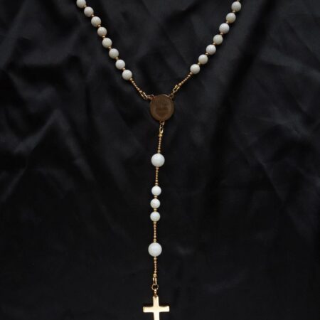 White Ceramic Simple Rosary Stainless Steel Silvi Simberg KOSMOS 6