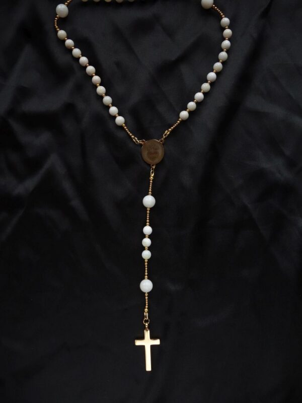 White Ceramic Simple Rosary Stainless Steel Silvi Simberg KOSMOS 6